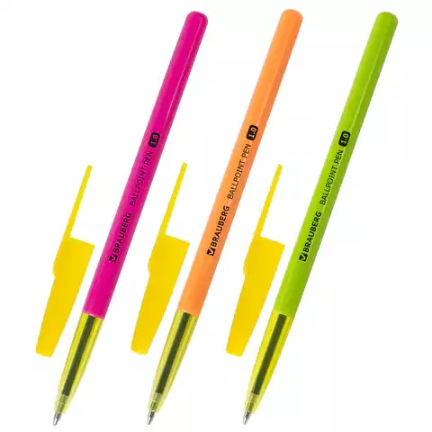 Ручка шариковая BRAUBERG "Color", корпус ассорти, узел 1 мм, линия письма 0,5 мм, синяя, 141507