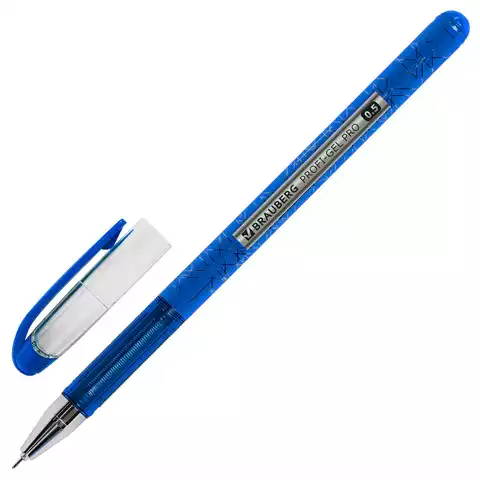 Ручка гелевая BRAUBERG "Profi-Gel PRO", СИНЯЯ, линия 0,4 мм, игольчатый наконечник 0,5 мм, 144125