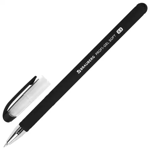Ручка гелевая BRAUBERG"Profi-Gel SOFT",ЧЕРНАЯ,линия письма0,4мм,SOFT-TOUCH,144129