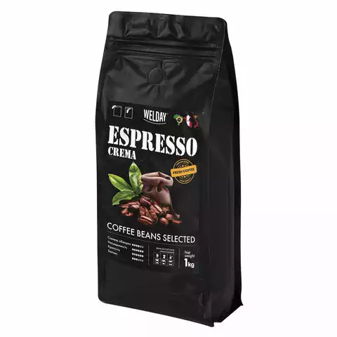 Кофе в зернах WELDAY (ВЭЛДЭЙ) "ESPRESSO Crema" 1 кг, 623439, УТ000015180,623439