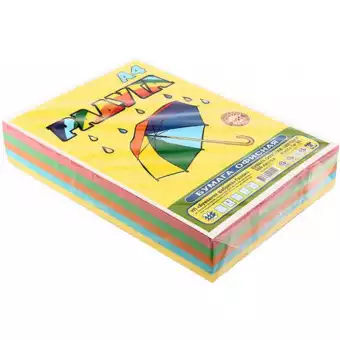 Бумага для офисной техники цветная (пачки), ф.А4мм, "Радуга", 80г/м2, 500л., Страна происх: Беларусь