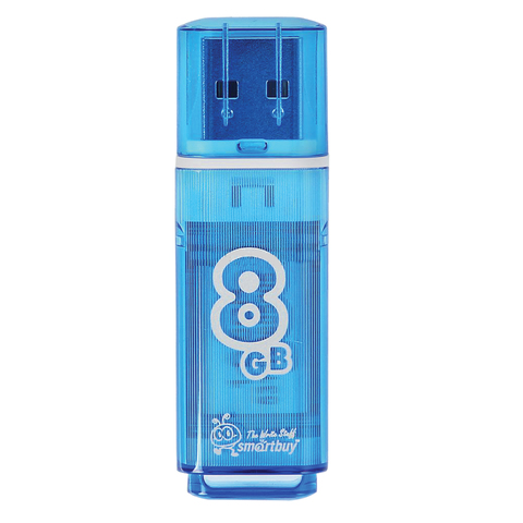 Флеш-диск 8 GB, SMARTBUY Glossy, USB 2.0, синий, SB8GBGS-B, 512178