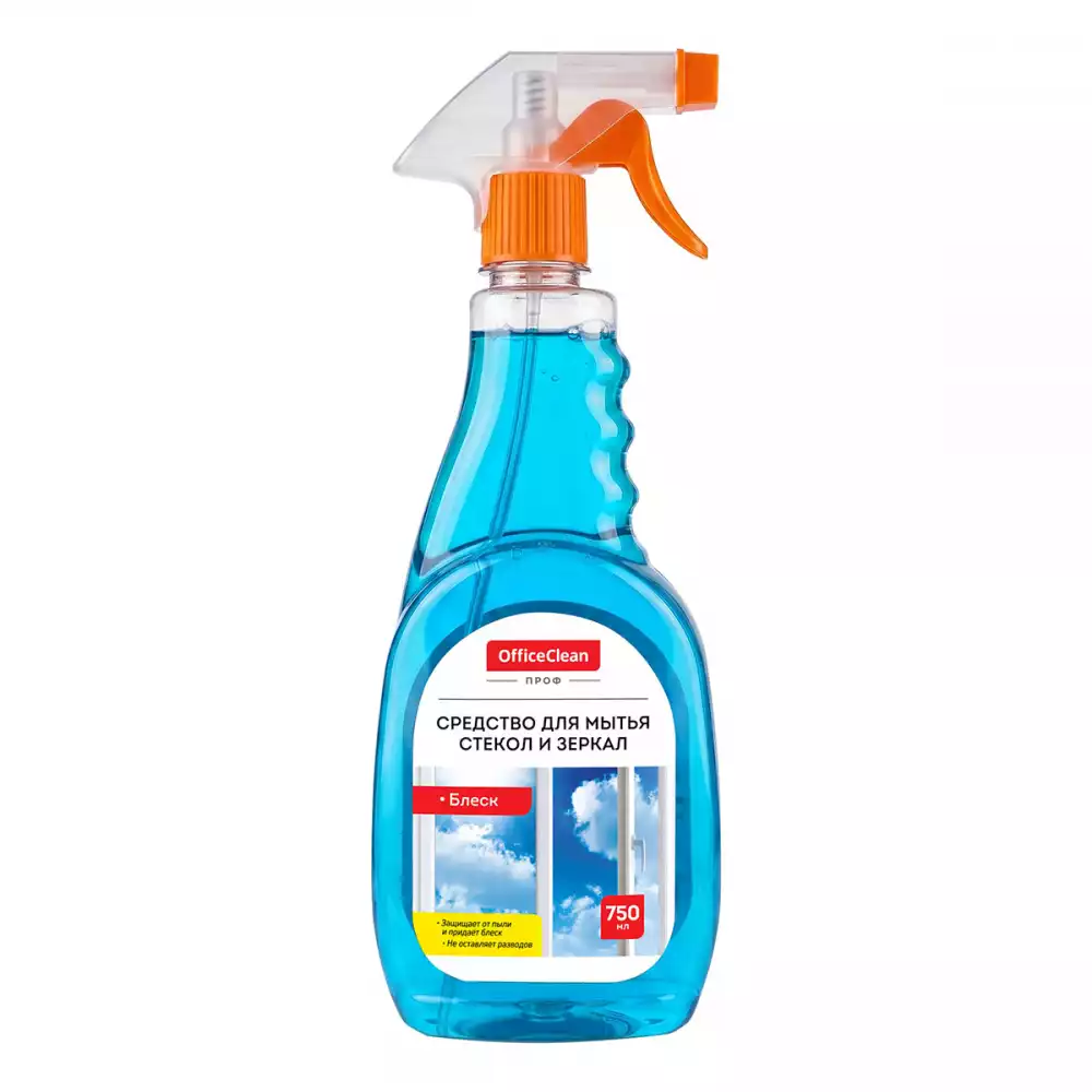 Средство для мытья стекол и зеркал OfficeClean Профессионал "Блеск", с изоп. спиртом, 750мл,394726