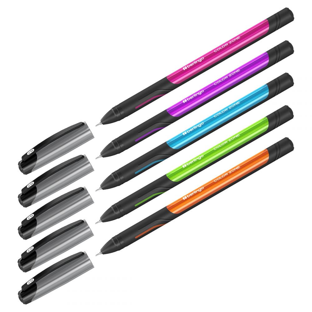 Ручка шариковая Berlingo "Color Zone stick" 0,7мм, синяя, прорез. корпус ассорти,CBp_70950,285411
