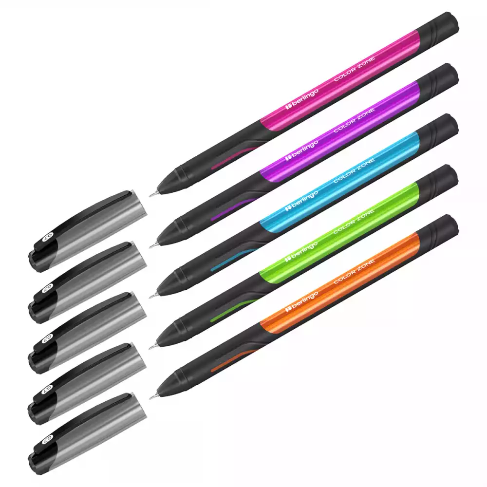 Ручка шариковая Berlingo "Color Zone stick" 0,7мм, синяя, прорез. корпус ассорти,CBp_70950,285411