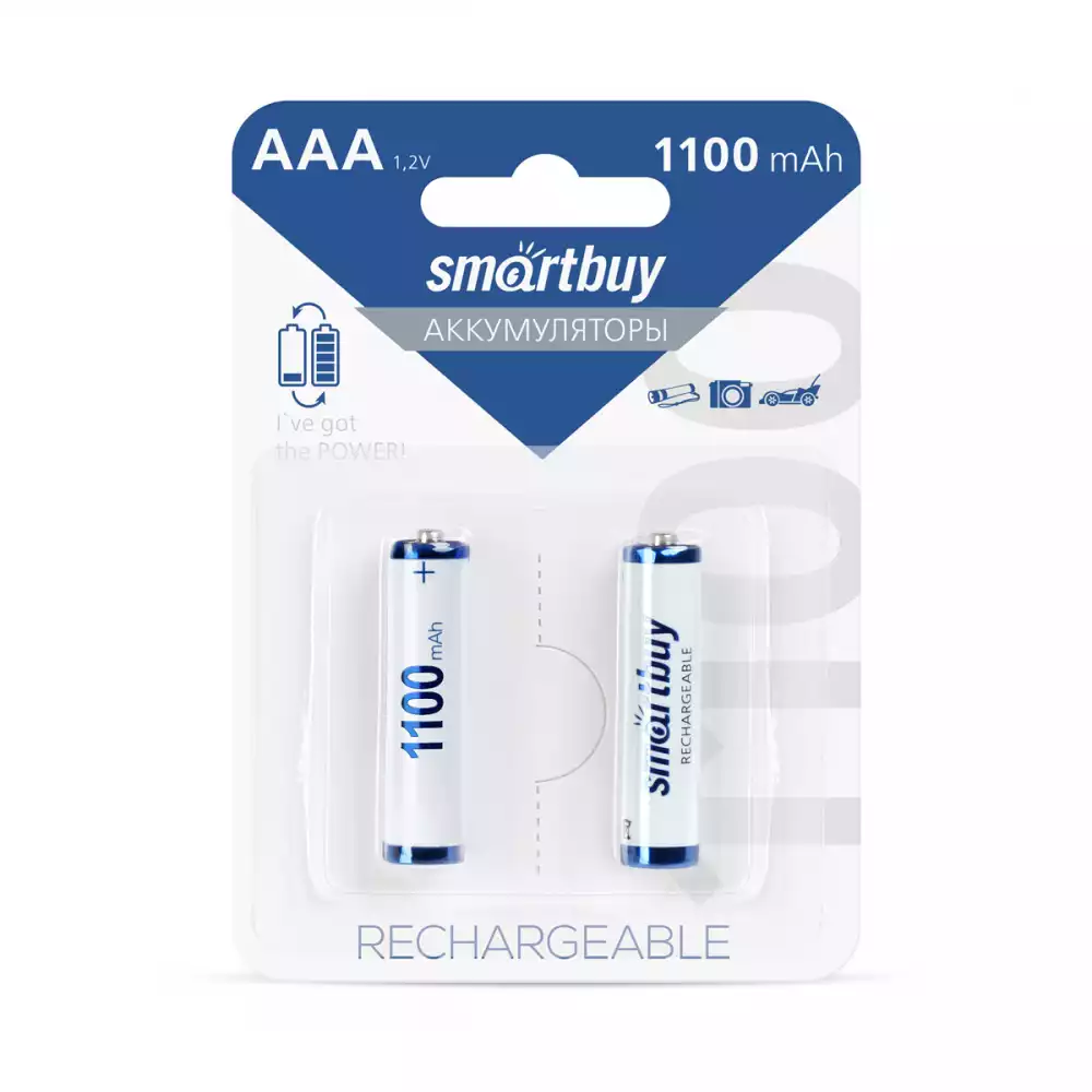 Аккумулятор Smartbuy AAA (HR06) 1100mAh 2BL, 2шт/уп, SBBR-3A02BL1100, 281654