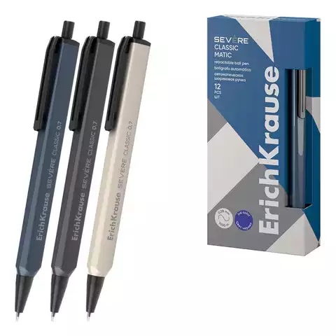Ручка шариковая автоматическая ERICH KRAUSE "Severe Matic Classic", СИНЯЯ, 61098,144756