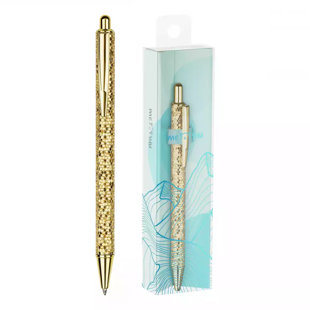 Ручка шариковая автоматическая MESHU "Gold shimmer" синяя, 1,0мм,MS_89904