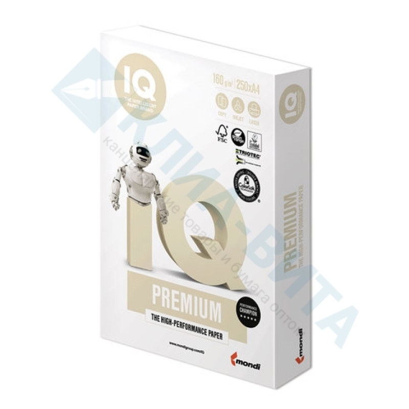 Бумага IQ PREMIUM A4, 160г/м, 250 л., 172%