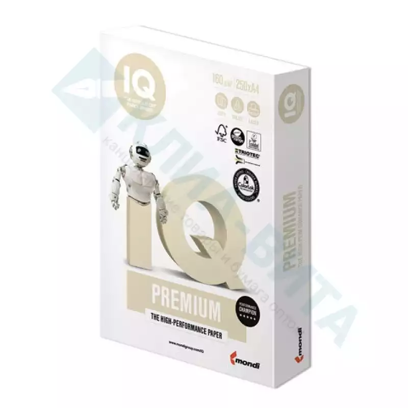 Бумага IQ PREMIUM A4, 160г/м, 250 л., 172%