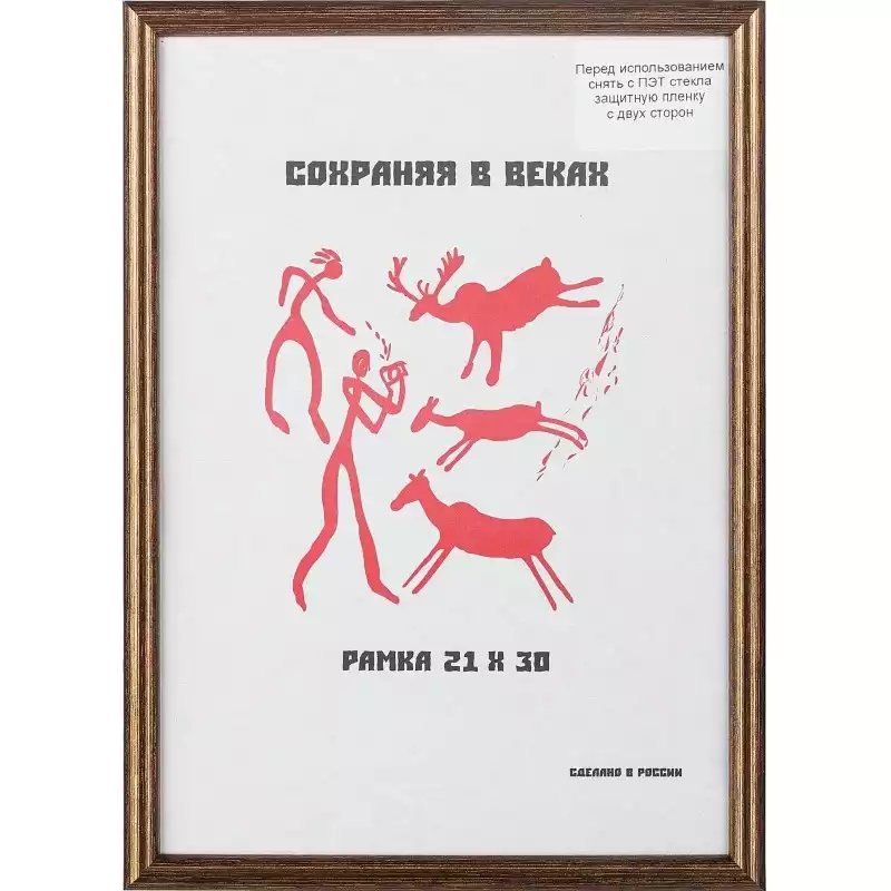 Рамка пластиковая 21x30 (A4) бронза, с пластиком,1008926,