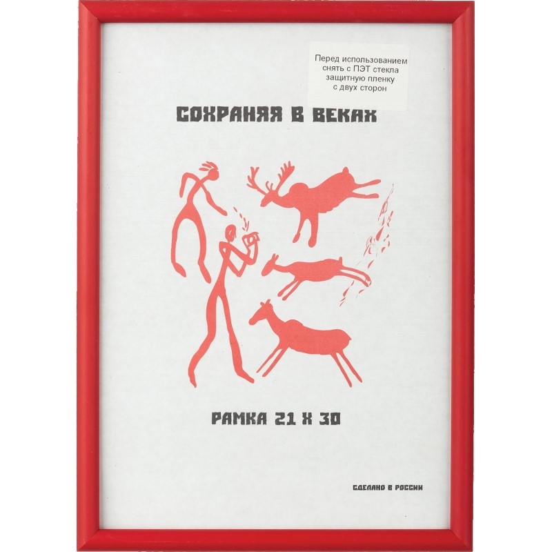 Рамка пластиковая 21x30 (A4) Красный, с пластиком, 1008927