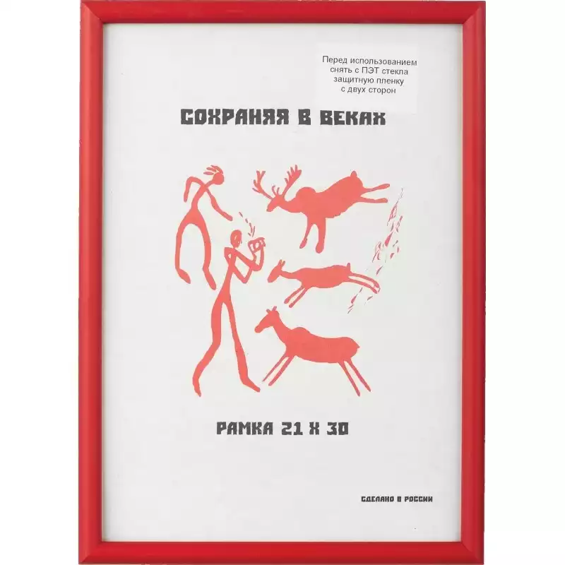 Рамка пластиковая 21x30 (A4) Красный, с пластиком, 1008927