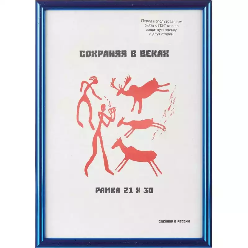 Рамка пластиковая 21x30 (A4) Синий металлик, с пла,1008928