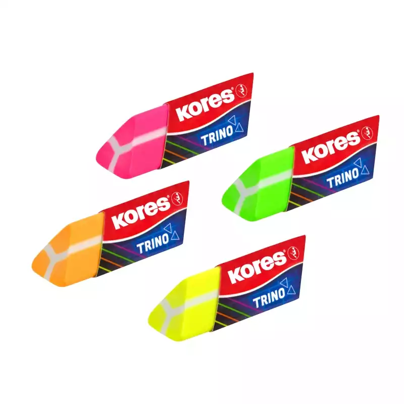 Ластик Kores треугольный неоновый в дисплей-боксе, цвет в асс 40503 ,1024556
