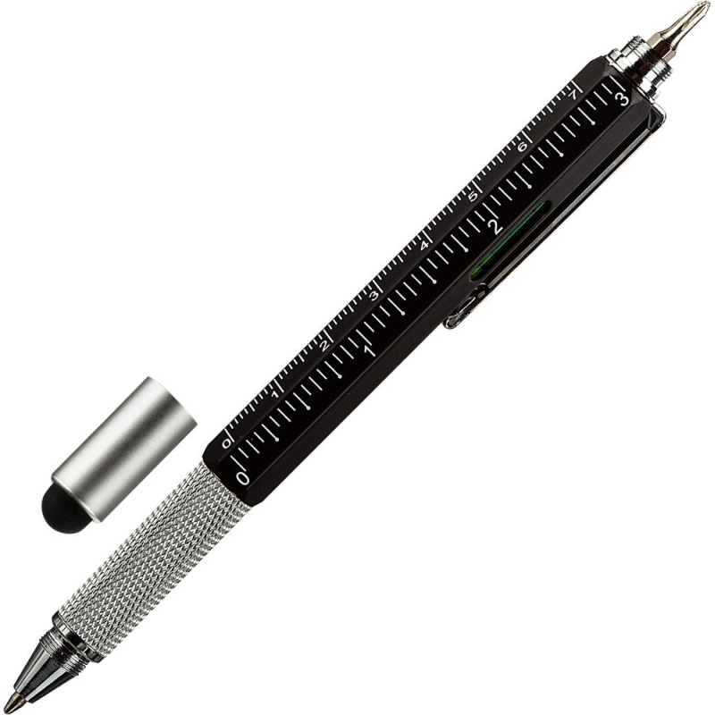 Ручка шариковая Attache Selection, корп.черн,с уровн иотверткой,ст.син,авт, 1081798