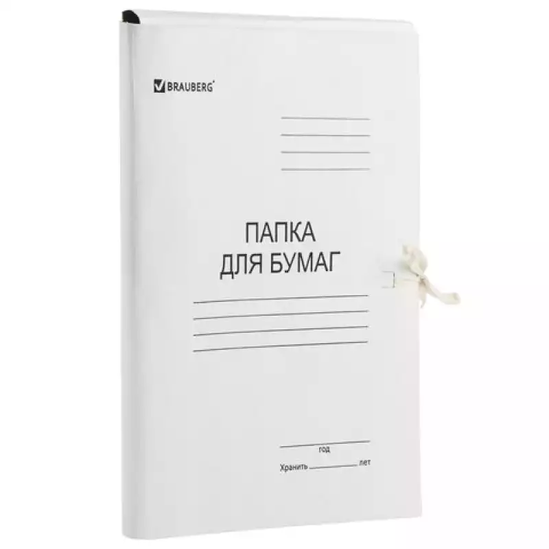 Папка для бумаг с завязками картонная BRAUBERG, 300 г/м2, до 200 листов, 124567