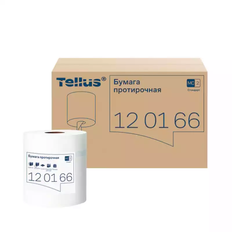 Бумага протирочная с центральной вытяжкой 275 м, Tellus/TORK (M2) UNIVERSAL, 1-слойная, белая, КОМПЛЕКТ 6 рулонов, 120166
