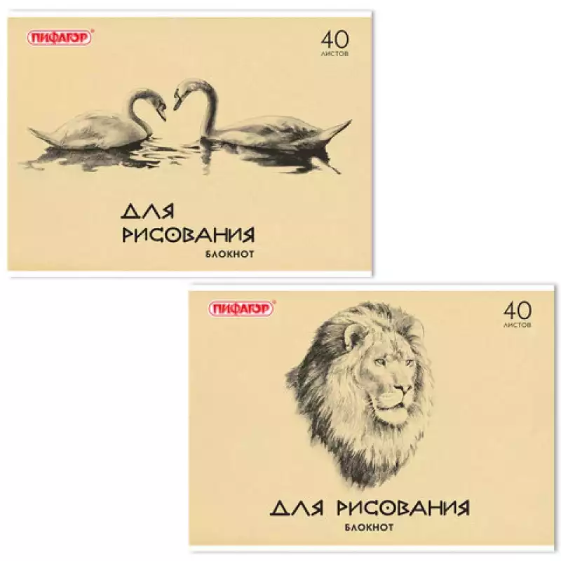 Блокнот для рисования, А4, 40 л., обложка офсет, гориз, ПИФАГОР, 200х285 мм, 