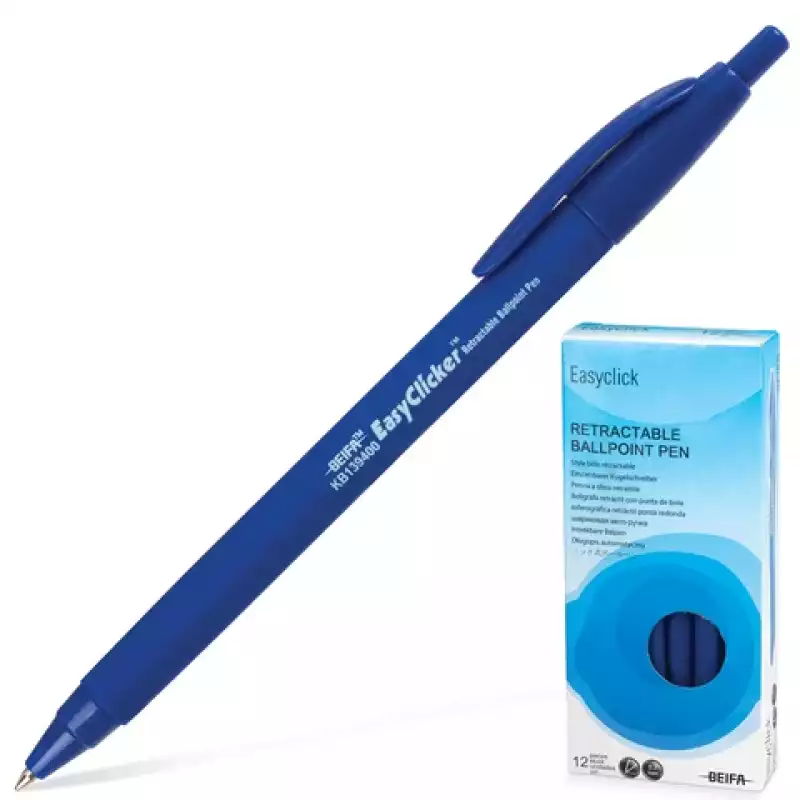 Ручка шариковая автоматическая Beifa KB139400 синяя корпус soft touch (толщина линии 0.5 мм) 131246
