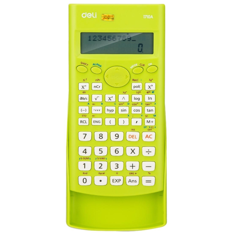 Калькулятор научный (ЕГЭ) Deli,12раз,LCD-диспл,пит от бат.,зелен E1710A/GRN, 1407145