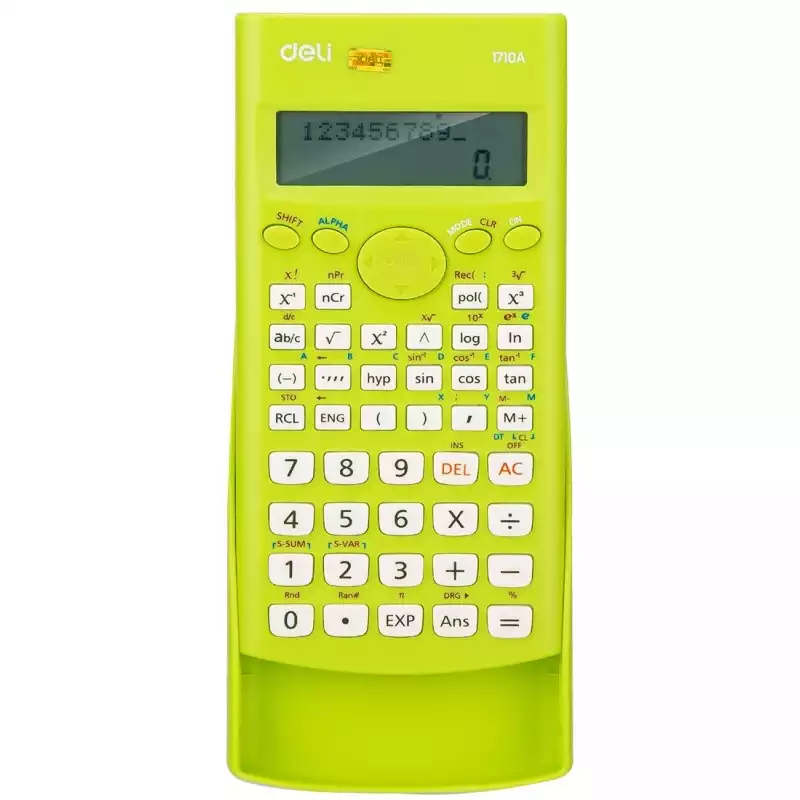 Калькулятор научный (ЕГЭ) Deli,12раз,LCD-диспл,пит от бат.,зелен E1710A/GRN, 1407145