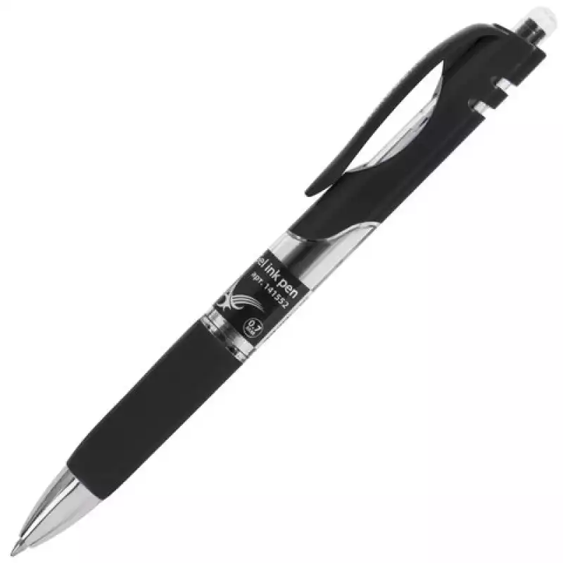 Ручка гелевая BRAUBERG BLACK JACK автом. корпус трехгр. рез.держ. черная 141552