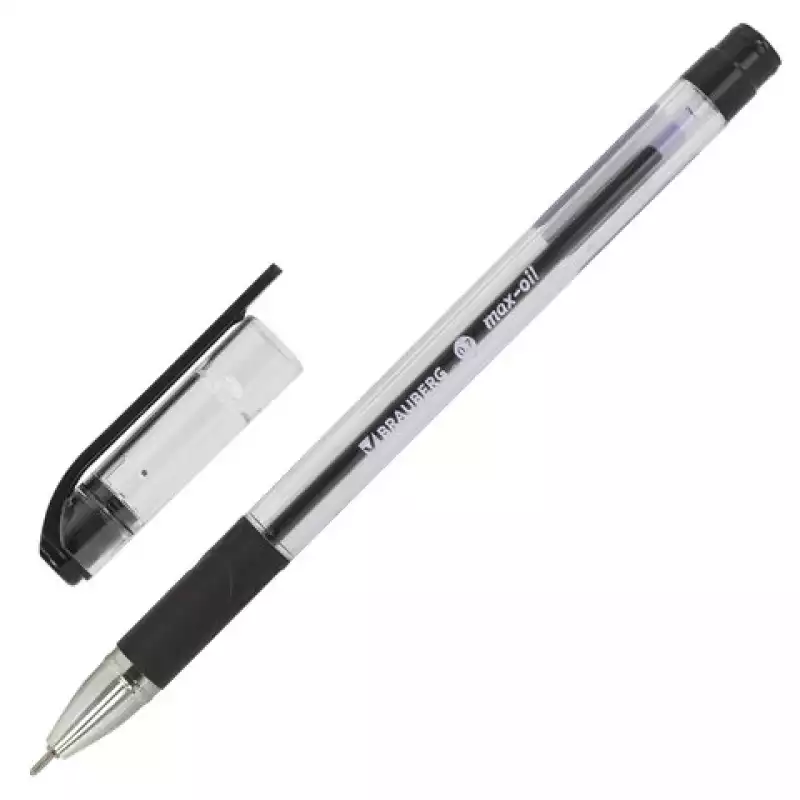 Ручка шариковая масл с грипом BRAUBERG "Max-Oil",черн, игольч узел 0,7 мм, лин пис. 0,35 мм, 142142