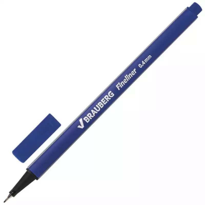 Ручка капиллярная BRAUBERG "Aero", трехгранная, металлнаконечник, 0,4 мм, синяя, 142253