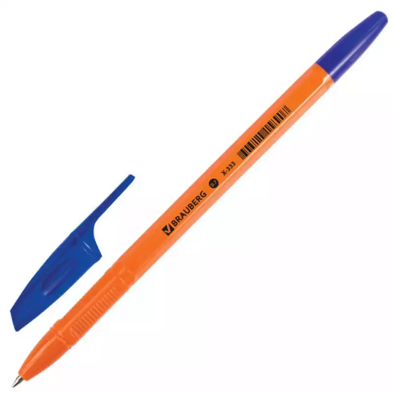 Ручка шариковая BRAUBERG "X-333 Orange",СИНЯЯ,корпус оранжевый,узел 0,7мм, линия 0,35мм,BP167,142409