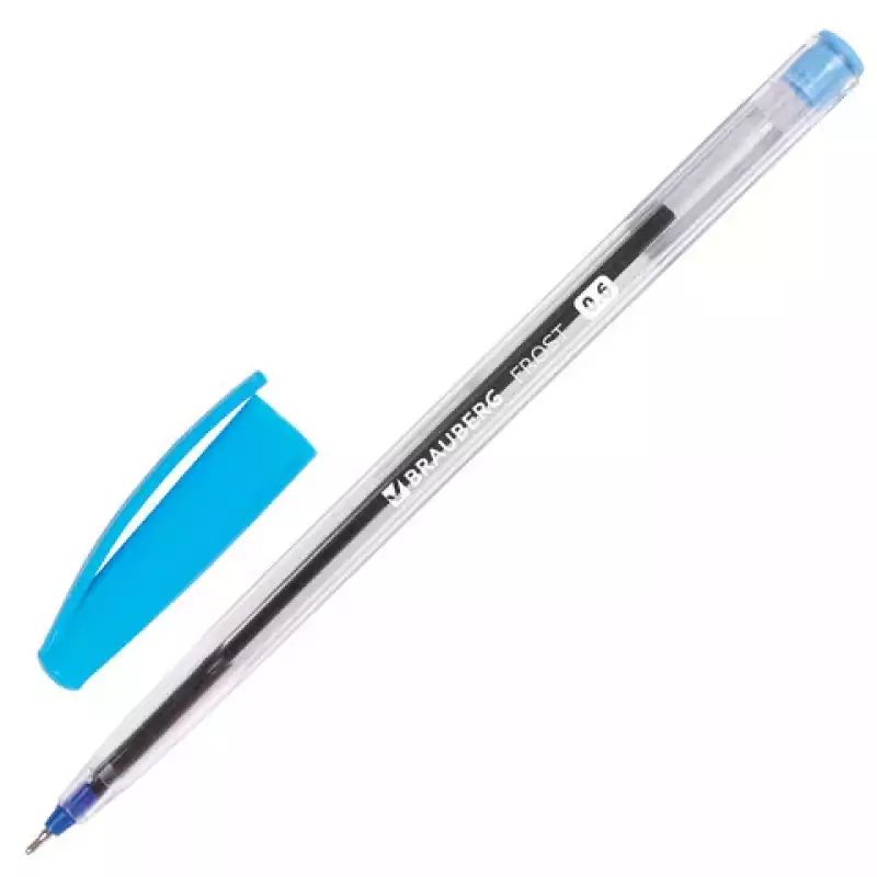 Ручка шариковая масляная BRAUBERG "Ice",корпус прозрачный,узел 0,6мм,линия 0,3мм,синяя,OBP108,142686