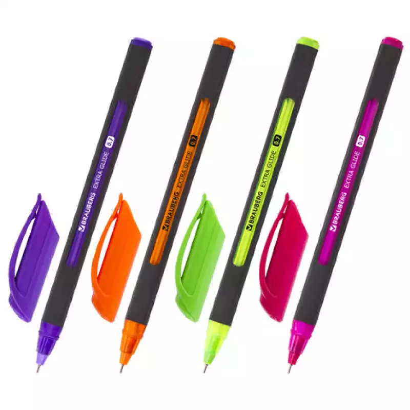 Ручка шариковая масляная BRAUBERG "Extra Glide Soft Color", СИНЯЯ, узел 0,7 мм, 142928