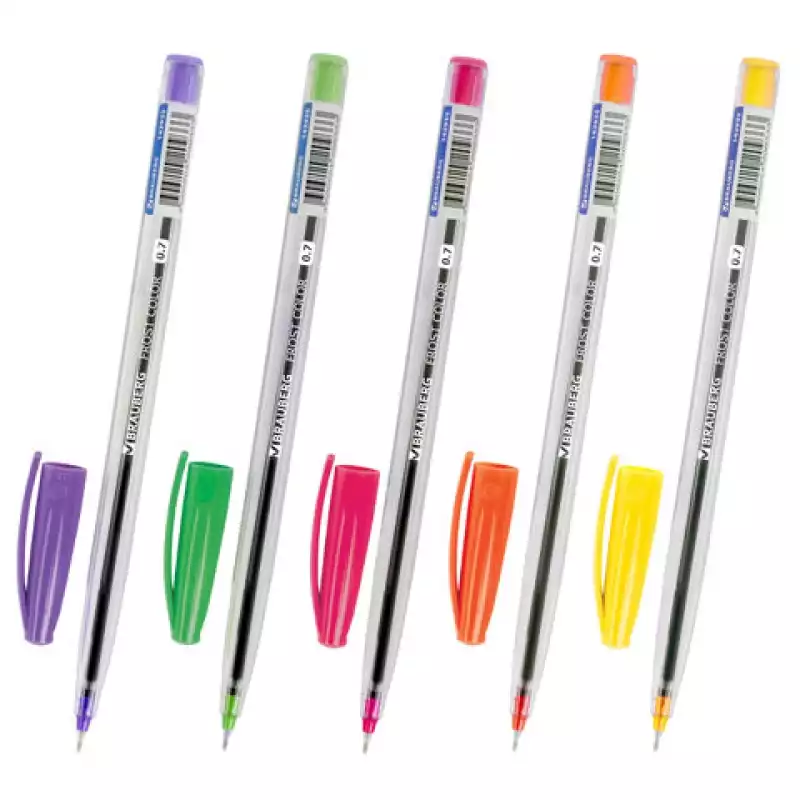 Ручка шариковая масляная BRAUBERG "Frost Color", СИНЯЯ, ассорти, узел 0,6 мм, линия письма 0,3 мм, 1
