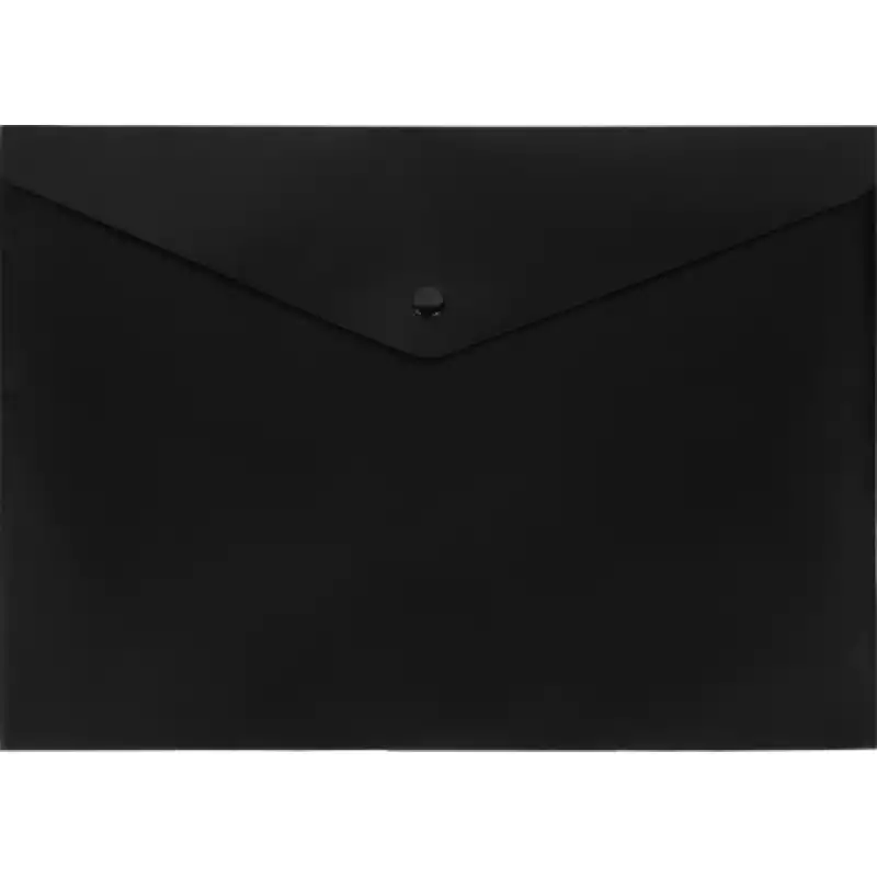 Папка-конверт на кнопке Attache А4, пл 180 мкм, черная непрозр., 1429421