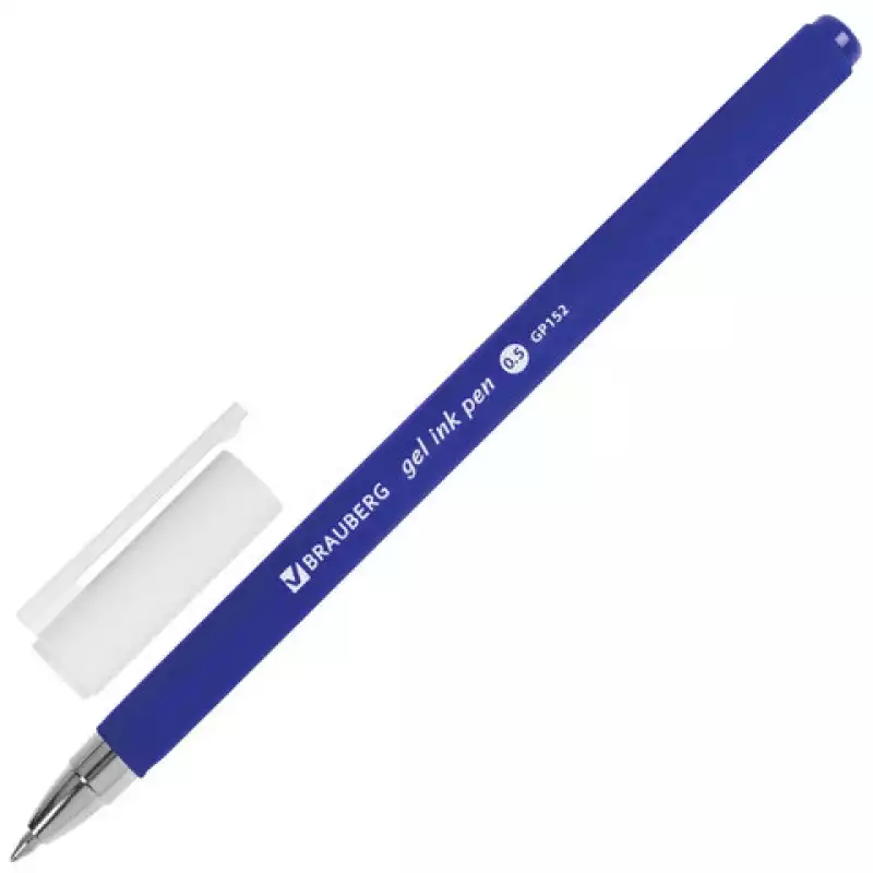 Ручка гелев.BRAUBERG "Matt Gel",СИНЯЯ,корпус soft-touch,узел 0,5 мм,линия 0,35 мм, 142945