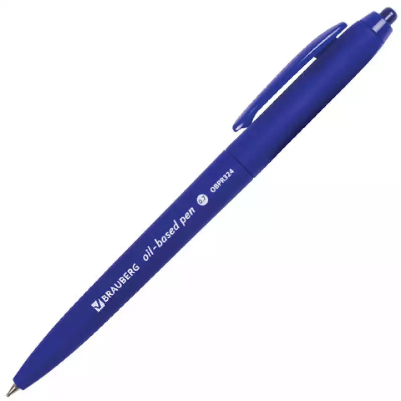 Ручка шариковая масляная автом. BRAUBERG "Sky Blue",СИНЯЯ,soft-touch,линия 0,35мм,BPR173,142946