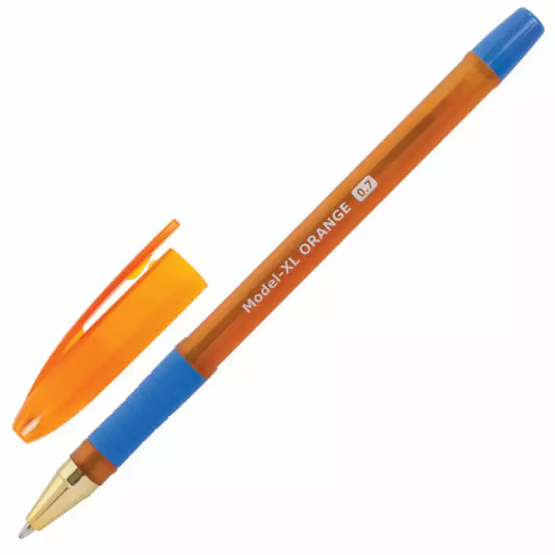 Ручка шариковая масляная с грипом BRAUBERG Model-XL ORANGE, СИНЯЯ, узел 0,7 мм, линия 0,35 мм,143246