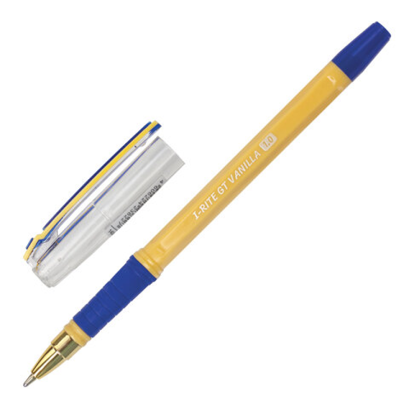 Ручка шариковая масляная с грипом BRAUBERG i-Rite GT Vanilla,СИНЯЯ, корпус кремовый,узел 1мм 143304