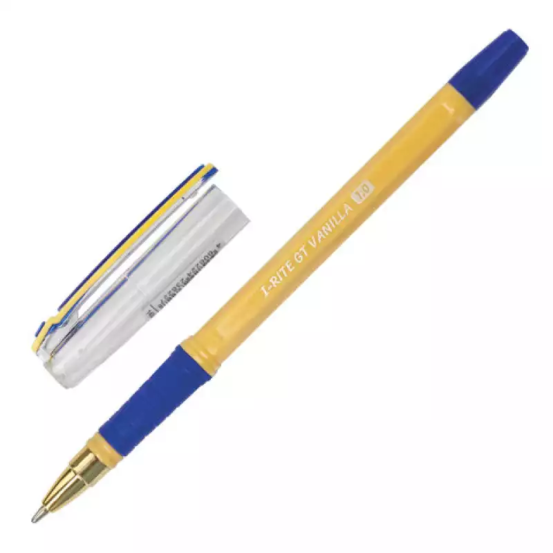 Ручка шариковая масляная с грипом BRAUBERG i-Rite GT Vanilla,СИНЯЯ, корпус кремовый,узел 1мм 143304