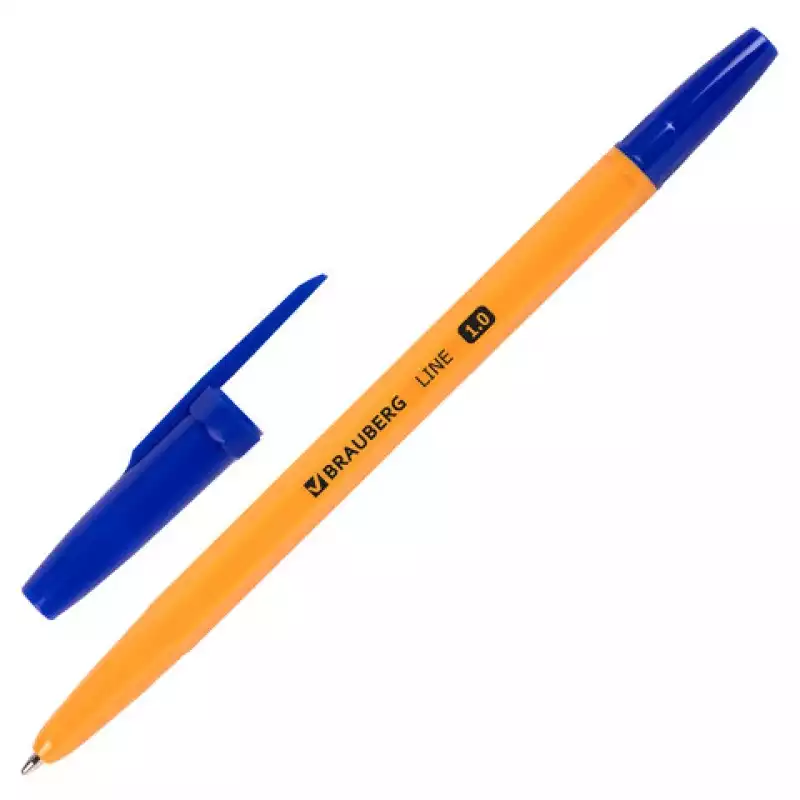 Ручка шариковая BRAUBERG "ORANGE Line", син., корпус оранжев., узел 1 мм, лин. письма 0,5 мм, 143331