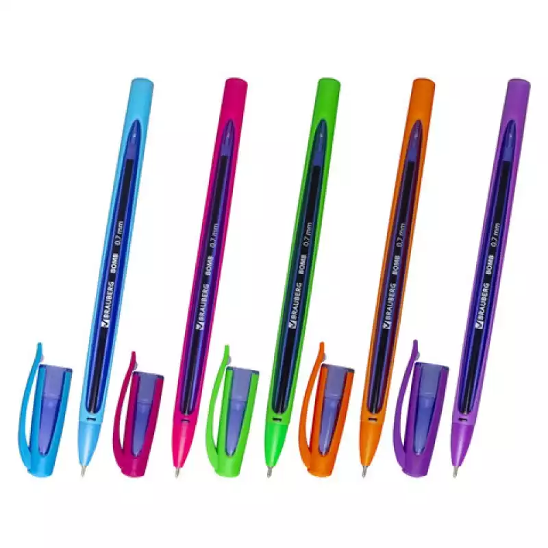 Ручка шариковая масляная BRAUBERG "BOMB GT Color", СИНЯЯ, узел 0,7 мм, 143346