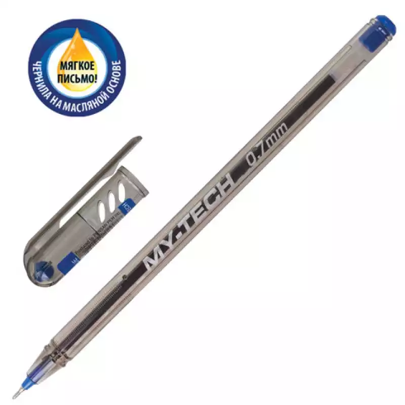 Ручка шариковая масляная PENSAN "My-Tech", СИНЯЯ, игольчатый узел 0,7 мм, линия письма 0,35, 143436