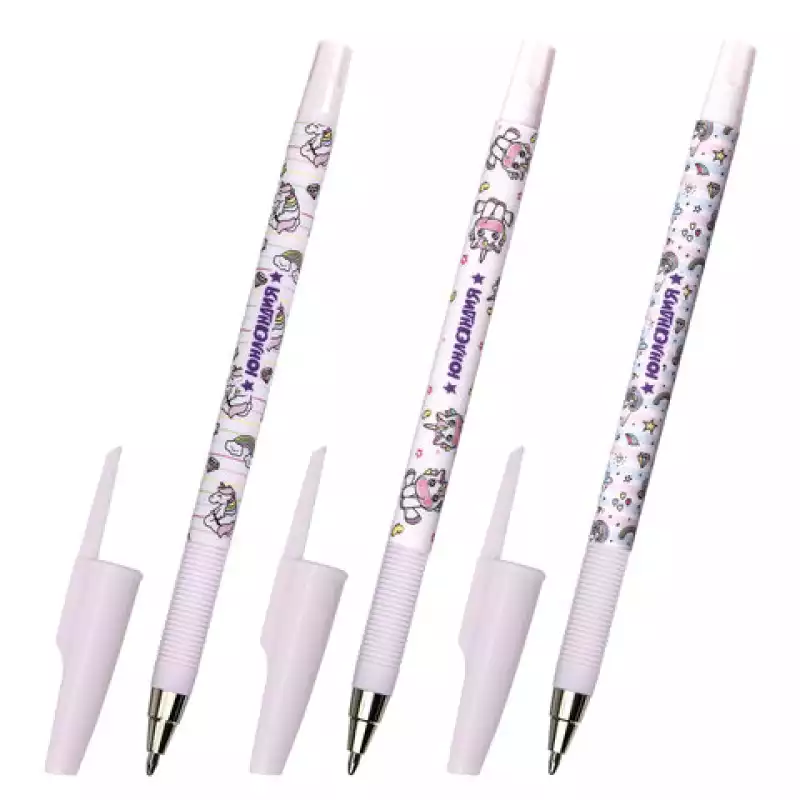 Ручка шариковая ЮНЛАНДИЯ "UNICORN", синяя, SOFT TOUCH покрытие, узел 0,7 мм, 143726