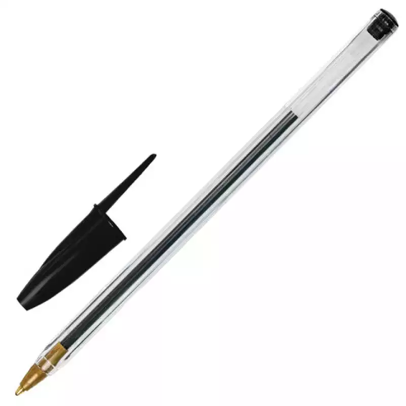 Ручка шариковая STAFF "Basic BP-01", письмо 750метров,ЧЕРНАЯ,длина корпуса 14 см,узел 1 мм, 143737
