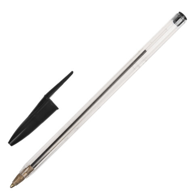 Ручка шариковая STAFF Basic Budget BP-02, письмо 500 м, ЧЕРНАЯ, длина корпуса 13,5 см,0,5 мм, 143759