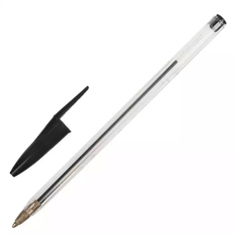 Ручка шариковая STAFF Basic Budget BP-02, письмо 500 м, ЧЕРНАЯ, длина корпуса 13,5 см,0,5 мм, 143759