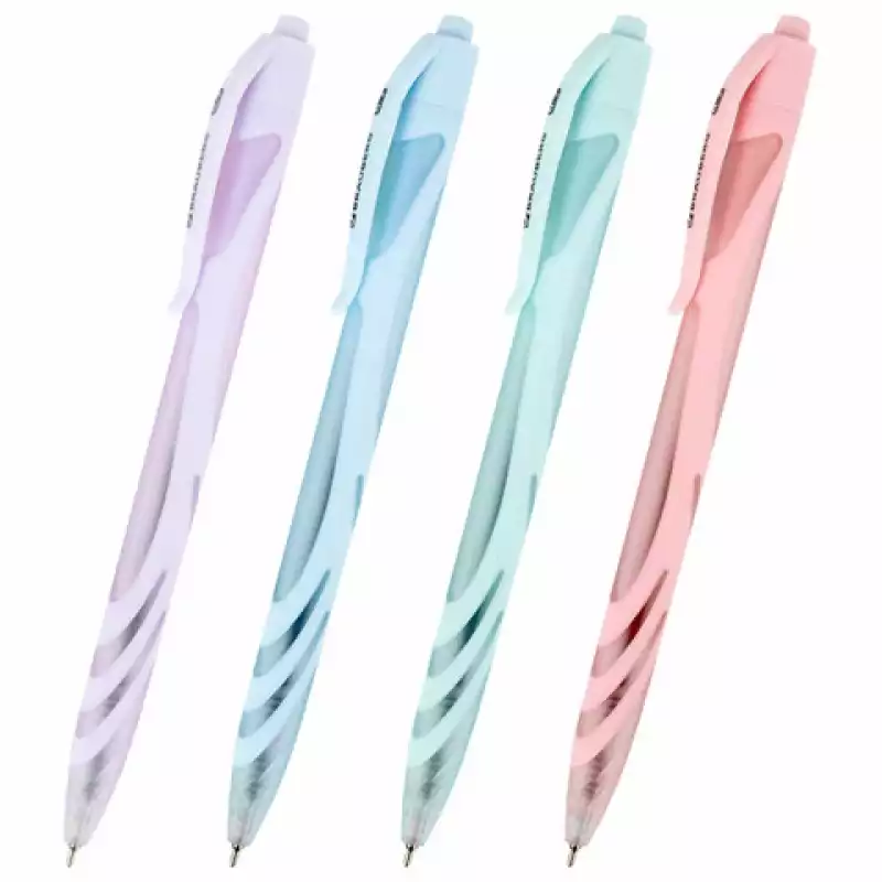 Ручка шариковая автоматическая BRAUBERG ULTRA COLOR PASTEL, soft-touch, СИНЯЯ, пишущий узел 0,7 мм,