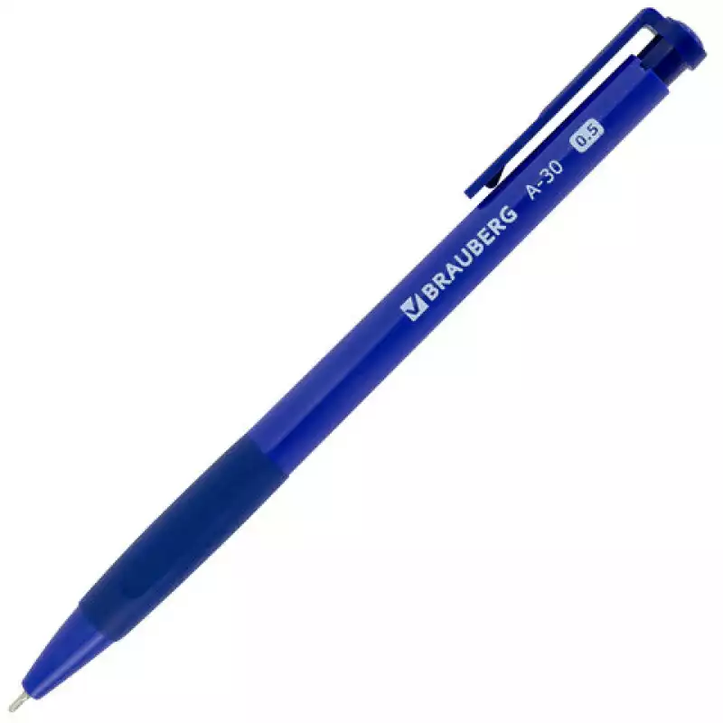 Ручка шариковая автоматическая BRAUBERG A-30 "WRITING 3.0", СИНЯЯ, пишущий узел 0,5 мм, 144339