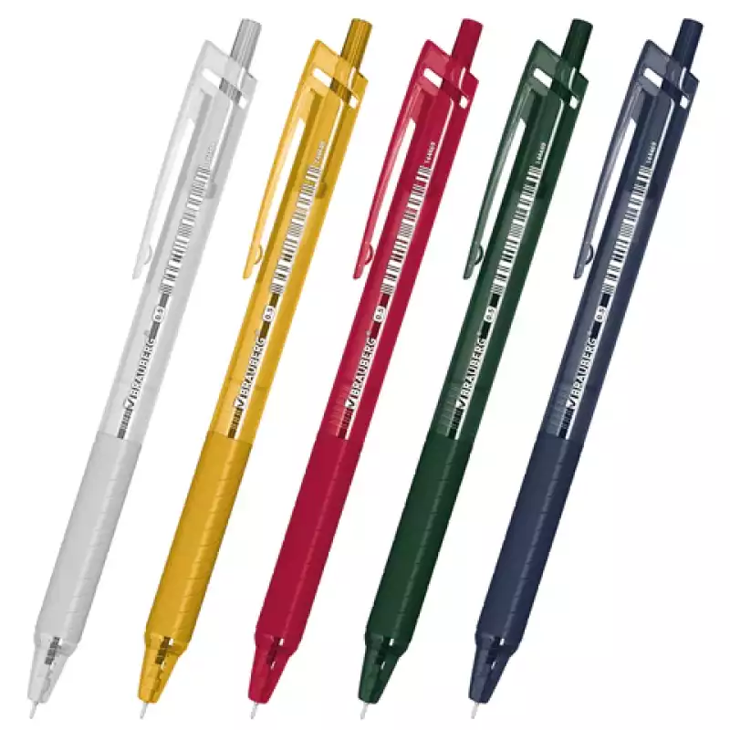 Ручка шариковая автоматическая с грипом BRAUBERG "CLASSIC DARK COLOR", СИНЯЯ, ассорти, пишущий узел