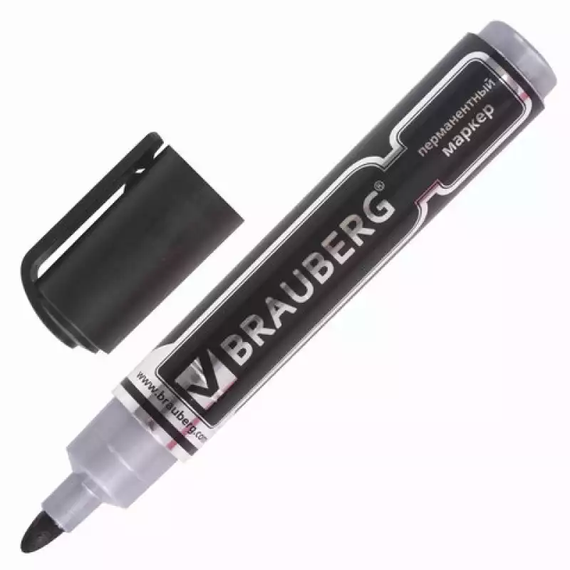 Маркер перманентный (нестираемый) BRAUBERG "Neo", ЧЕРНЫЙ, утолщенный круглый наконечник,5 мм, 150480